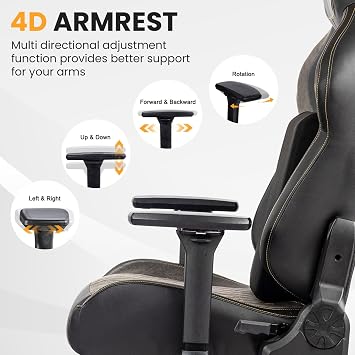 Big and Tall Gaming Chair 440LBS Gaming Chair with Metal Base Memory Foam Lumbar 4D Adjustable Armrest Computer Chair for Heavy People Ergonomic High-Back Computer Chair