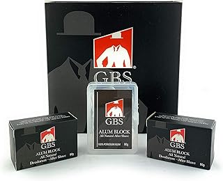 G.B.S Alum Block 3 Stone Pack - 80G (2.8 Oz) Natural Facial Face Armpits Neck Razor Cuts & Nicks Soothes Skin & Pore After...