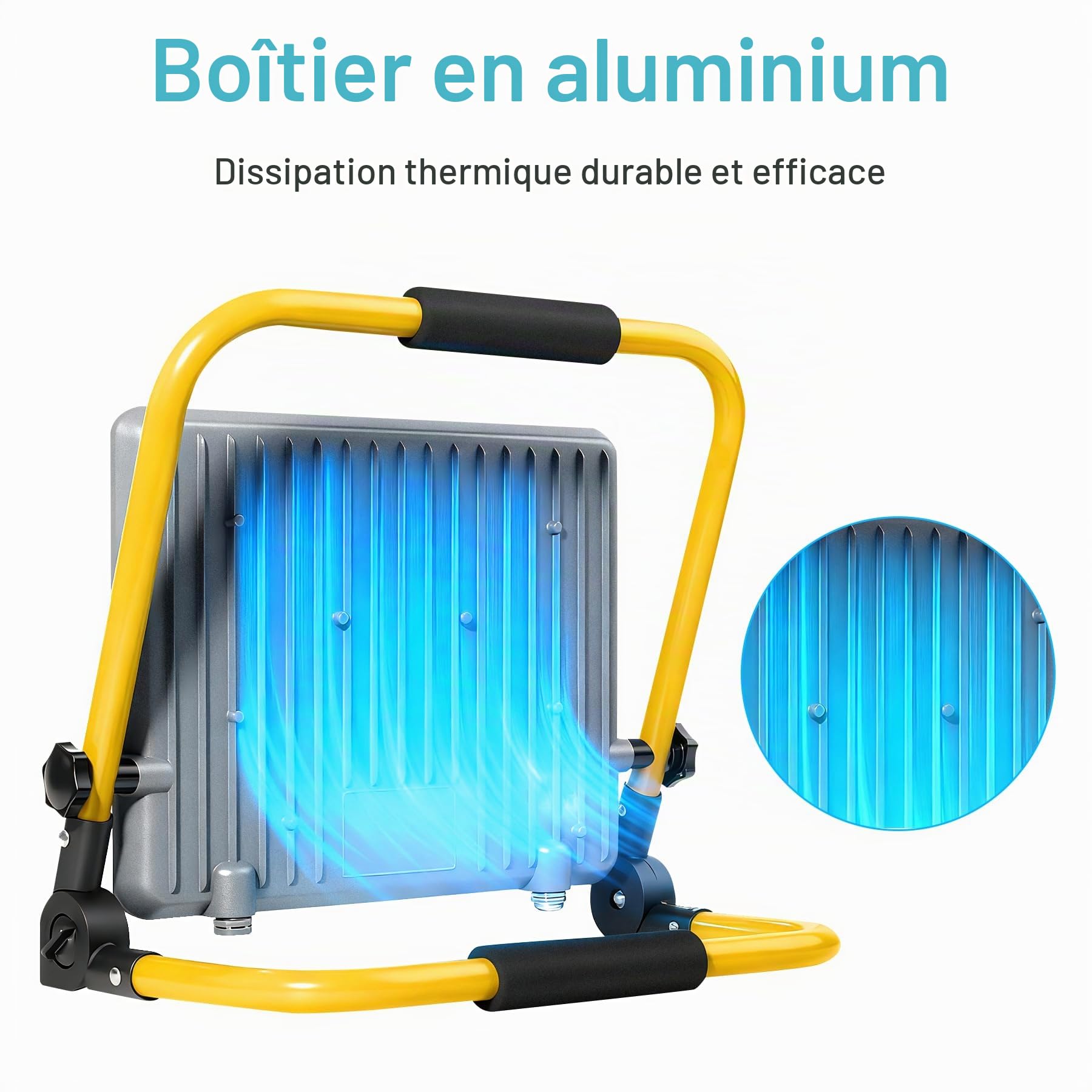 Projecteur de Travail LED 150W 15000LM 6500K Blanc Froid IP66 Étanche avec Support Câble 2m – Chantier, Rénovation Maison, Éclairage Placo