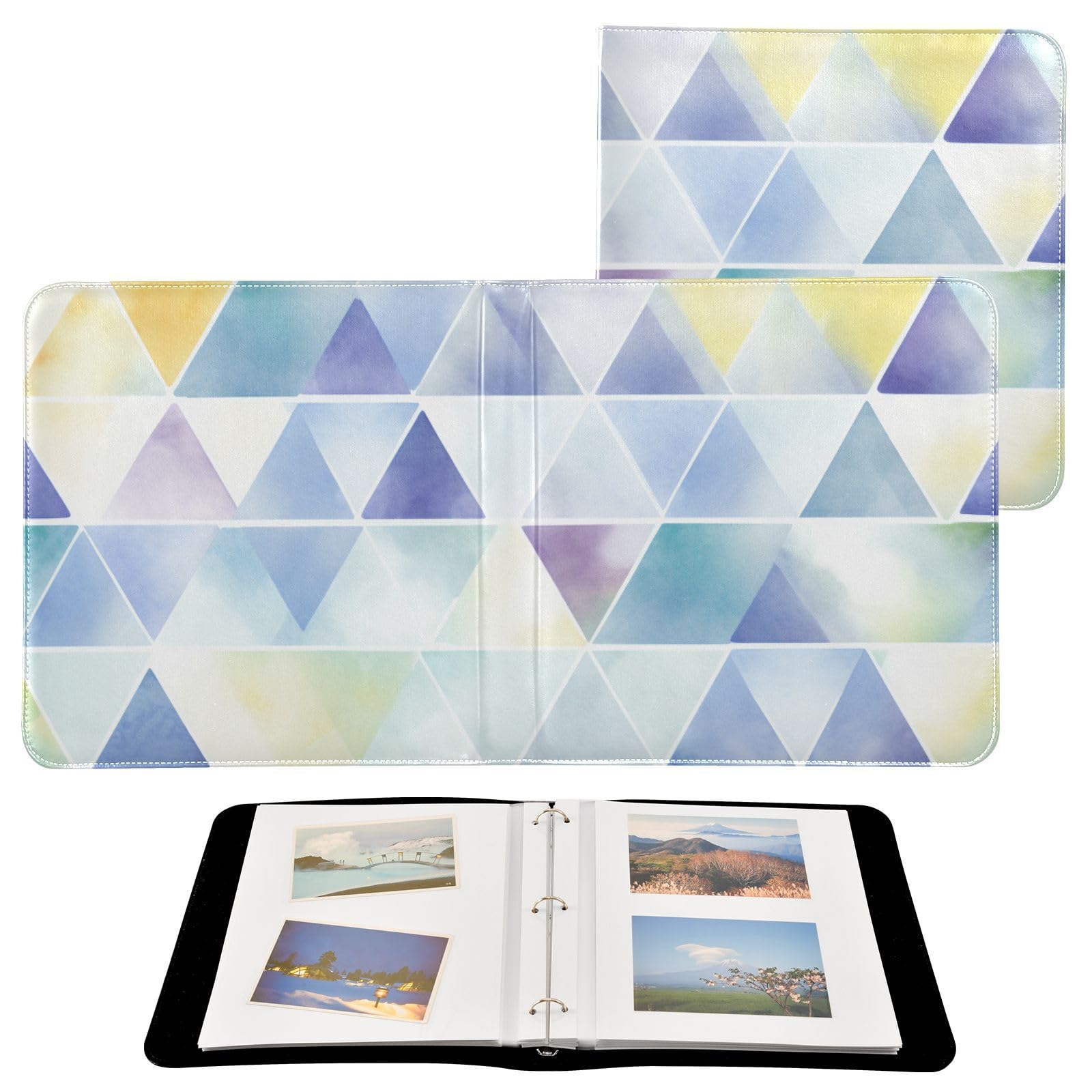 JIPONI Colorful Diamond Plaid Large Photo Album, DIY Leather Cover Scrapbook Albums for 4x6 5x7 6x8 Pictures, Self Adhesive Memory Book for Wedding, Baby, Family