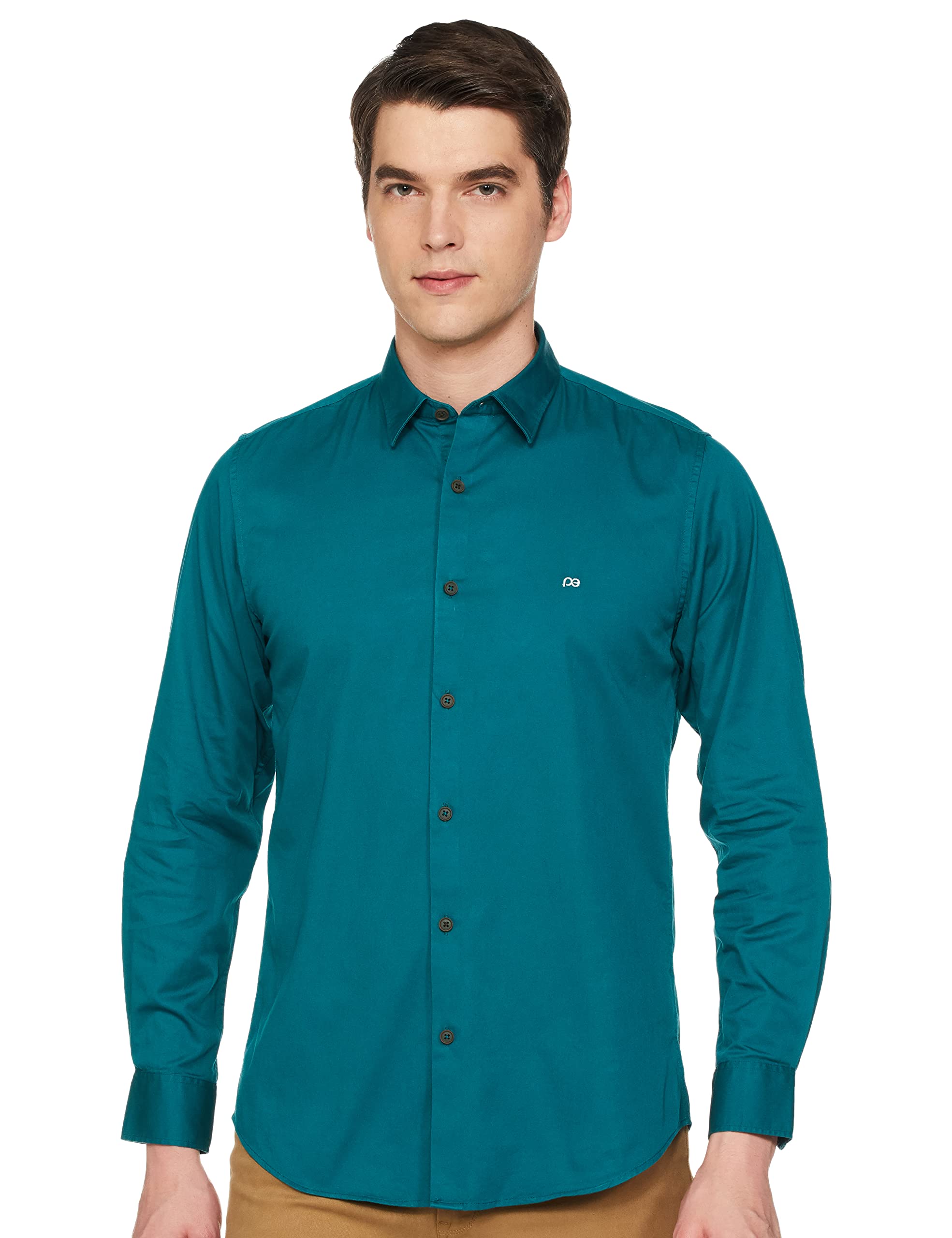 Peter EnglandMen's Cotton Slim Fit Solid Full Sleeve Casual Shirt