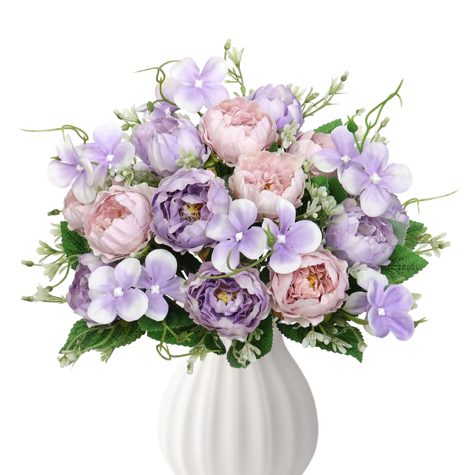 MEIVINES 3 Bunches Peony Artificial Flowers Purple Fake Flowers Silk Peonies Bouquets Faux Peonies Artificial Flowers for Home Wedding Party Decoration Arrangement