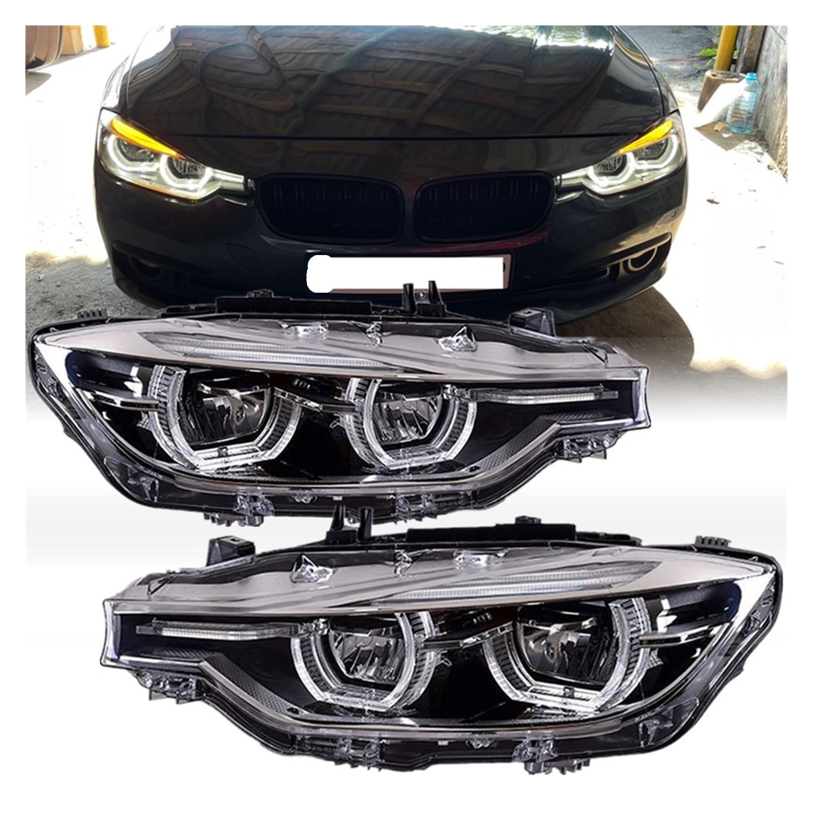 Fari Anteriori per BMW Serie 3 F30 F35 2013-2019 Accessori per fari Auto Gruppo fari di aggiornamento Plug And Play (/fari Originali)