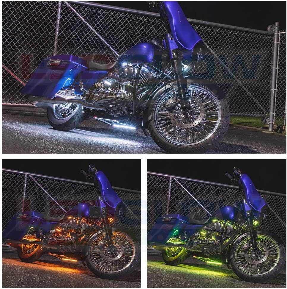 LEDGlow 26pc Advanced Million Color LED Motorcycle Accent Underlow Light Kit - 15 Solid Colors - 6 Patterns - Multi-Color Flexible Strips - Includes Waterproof Control Box & 2 Wireless Remotes