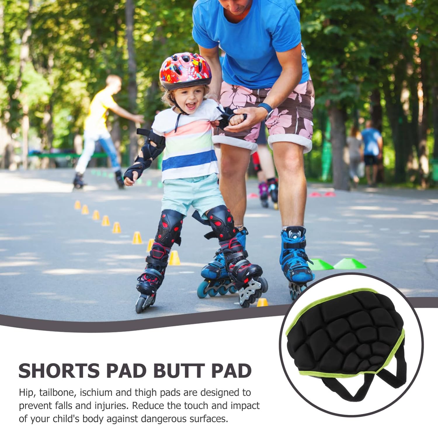 3pcs Professional Boy Girl Hip Pad Protector for Roller Skating and Breathable Design for Outdoor Sports Black