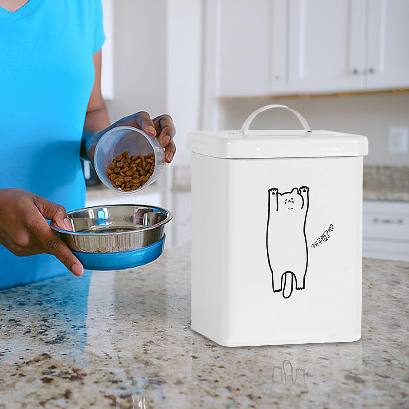 Contenedor de alimentos para mascotas: contenedor de almacenamiento de refrigerios impermeables 5L, diseño sellado duradero | Accesorio de cocina de alimenticio con tapa y cuchara, manija conven