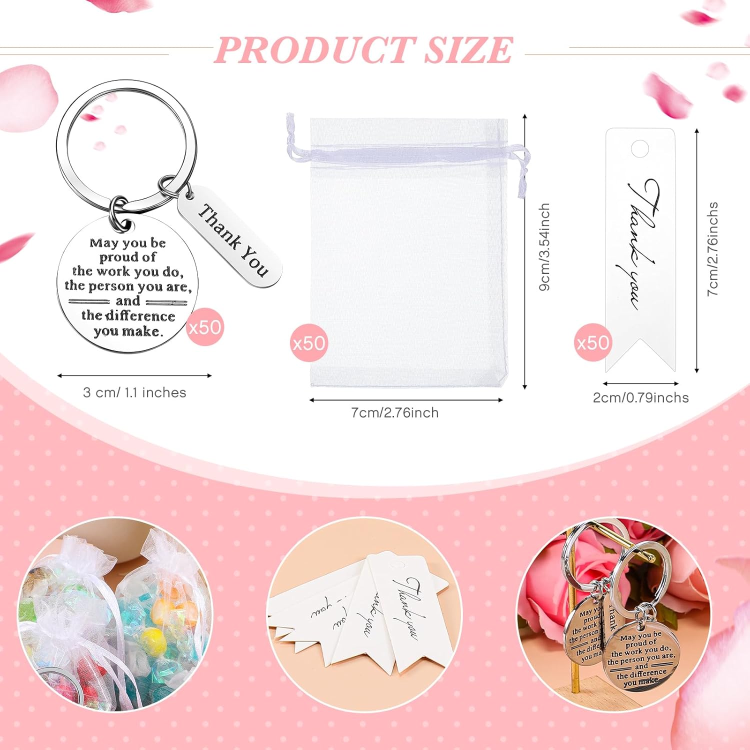 Yinkin 150 Pcs Employee Appreciation Gifts Bulk Thank You Keychains for Coworkers Teams Volunteers Appreciation Keychain - Image 2