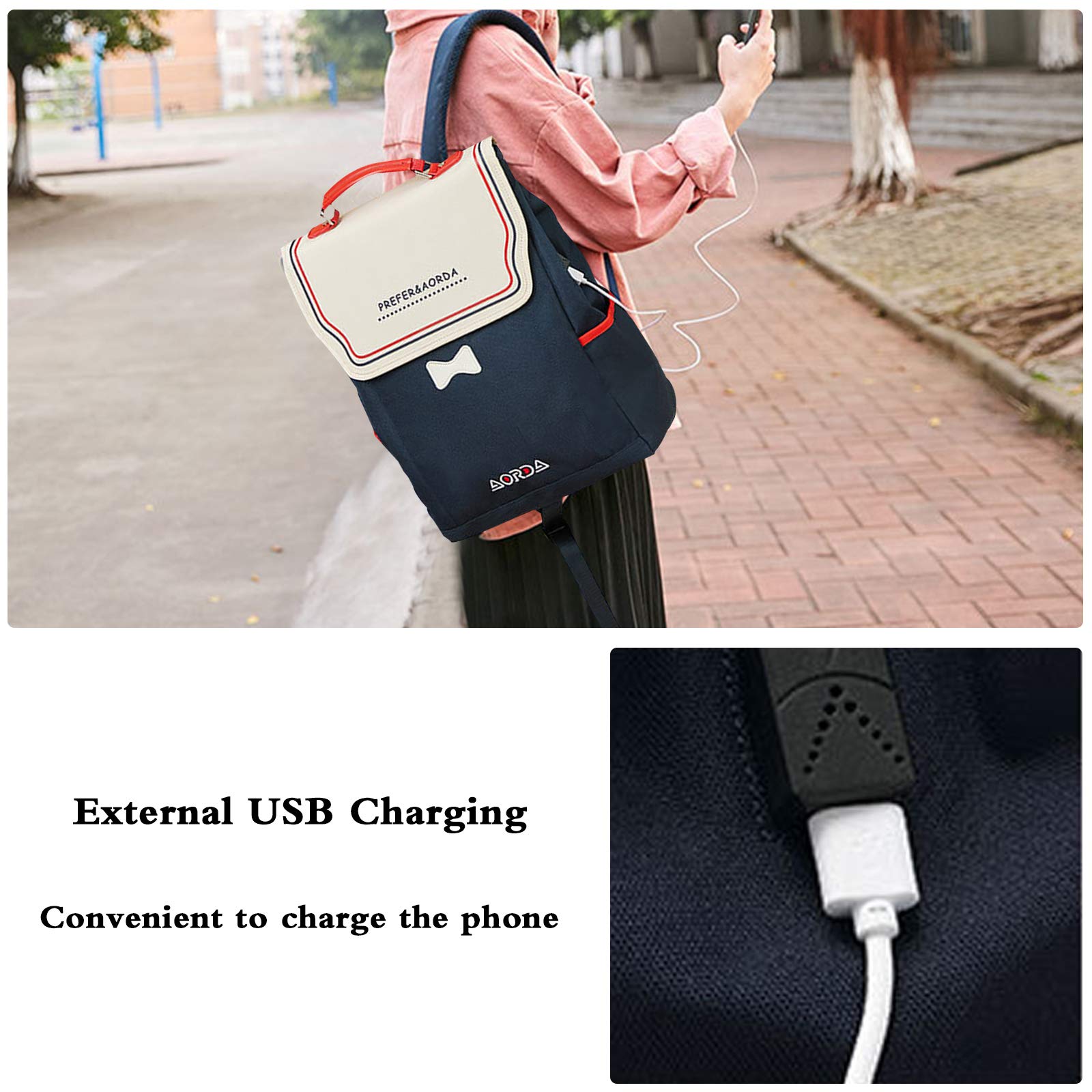 FANDARE Donna Zaino Casual Borsa da Scuola con Caricatore USB Ragazze Borsa da Scuola per 15.6 inch Laptop Backpack Scuola Viaggio Shopping Tessuto Oxford Impermeabile Zaini Giallo