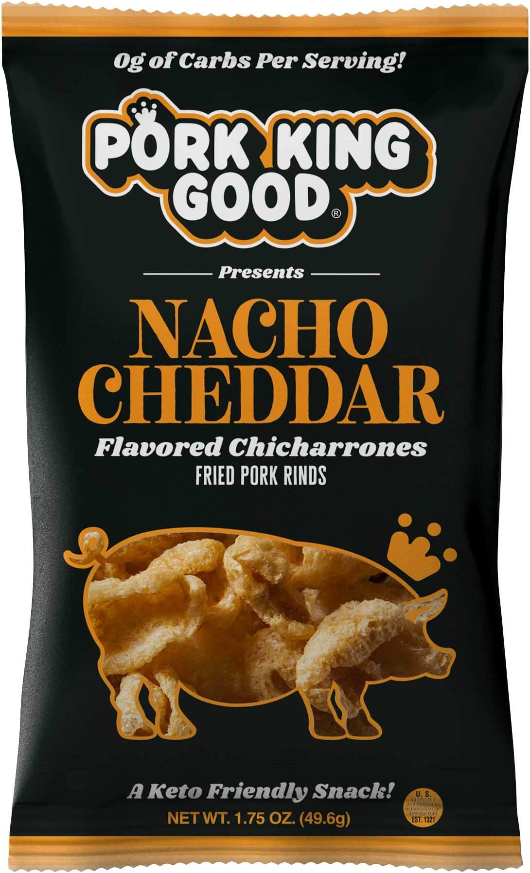 Pork King Good Nacho Cheddar Pork Rinds (Chicharrones) (4 Pack) Snacks