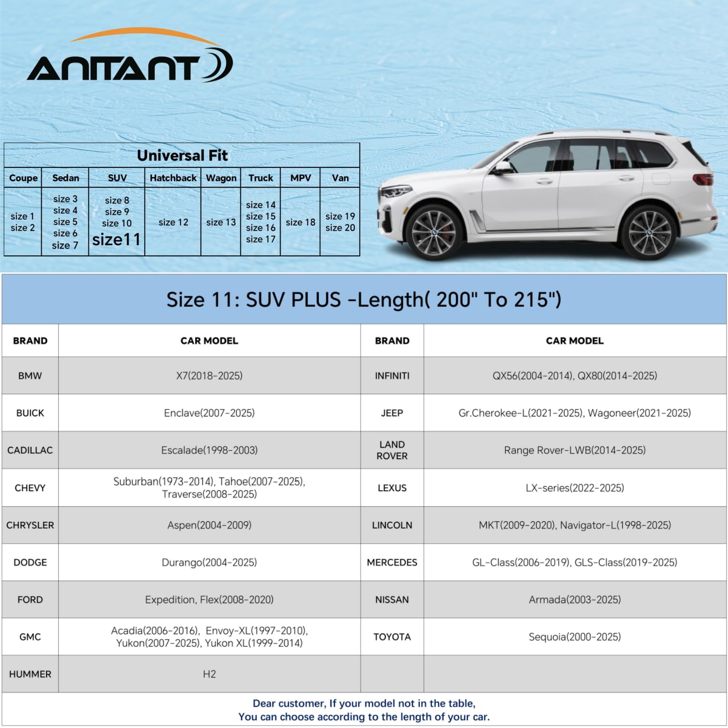 Durability - Copertura per auto quattro stagioni per SUV (copertura per parabrezza regalo), protezione invernale per SUV, impermeabile, per tutte le stagioni, adatta per Chevy Tahoe Hummer H2