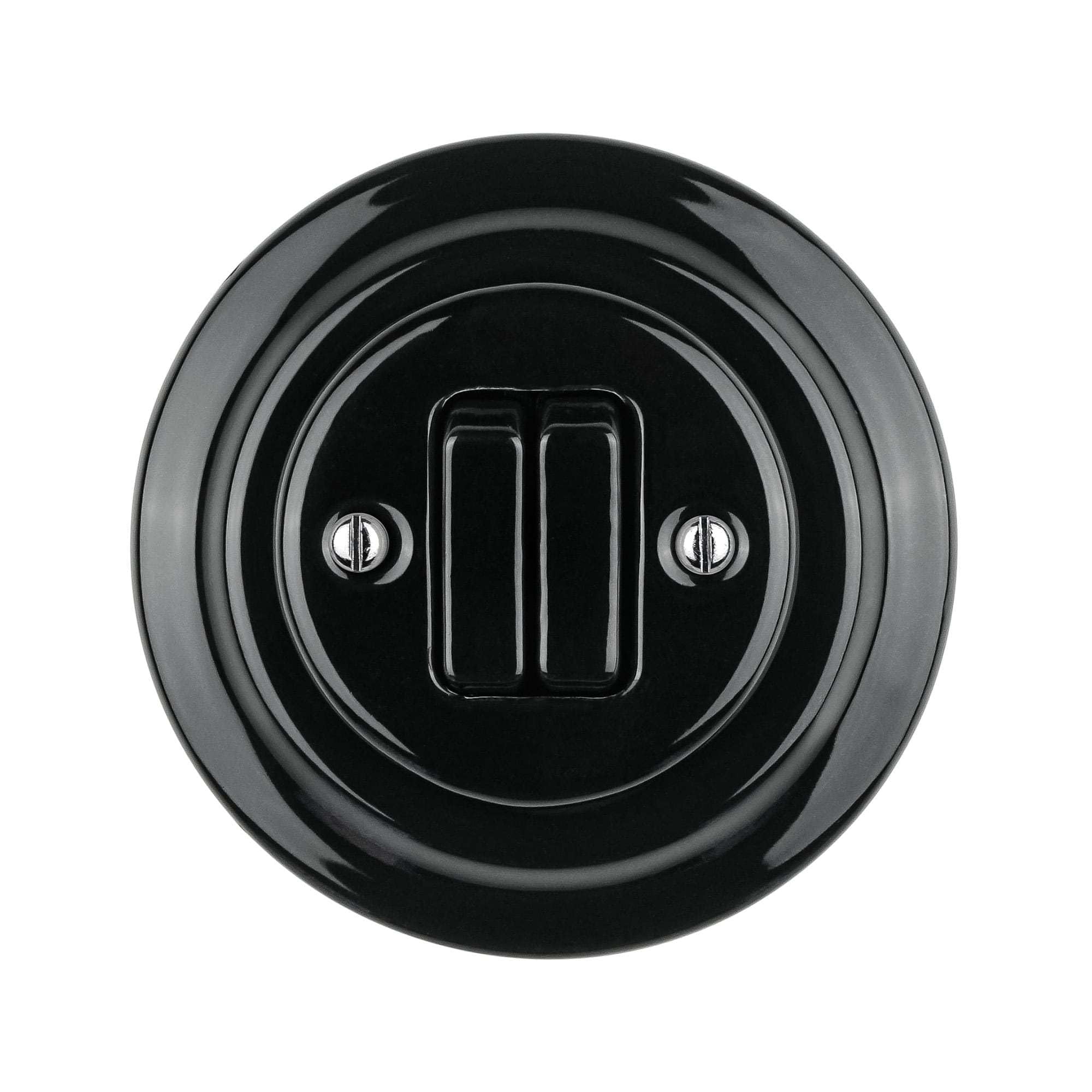 10 szt. - Lightstock Retro przełącznik podtynkowy z porcelany, 1-krotny, 2-biegunowy UP5S-10 (czarny)