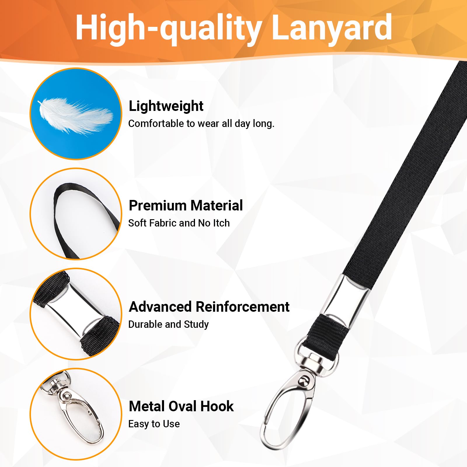 Segus Porta Tarjetas Colgante, 50 Piezas Lanyard Negro con Porta Tarjetas Identificativas, Acreditaciones Colgantes, Cuelga Llaves Cuello, para Escuelas, Exposiciones (Vertical)