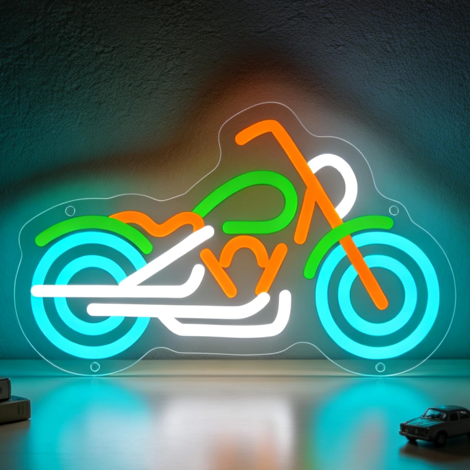 Motorbike Neon Sign LED Neon Motorcycle Sign Light Up for Wall Decor, Dimmable USB Powered Neon Light for Garage Auto Room Repair Shop Workshop Motorcycle Enthusiasts for Birthday Gift 16.1”x9.7”