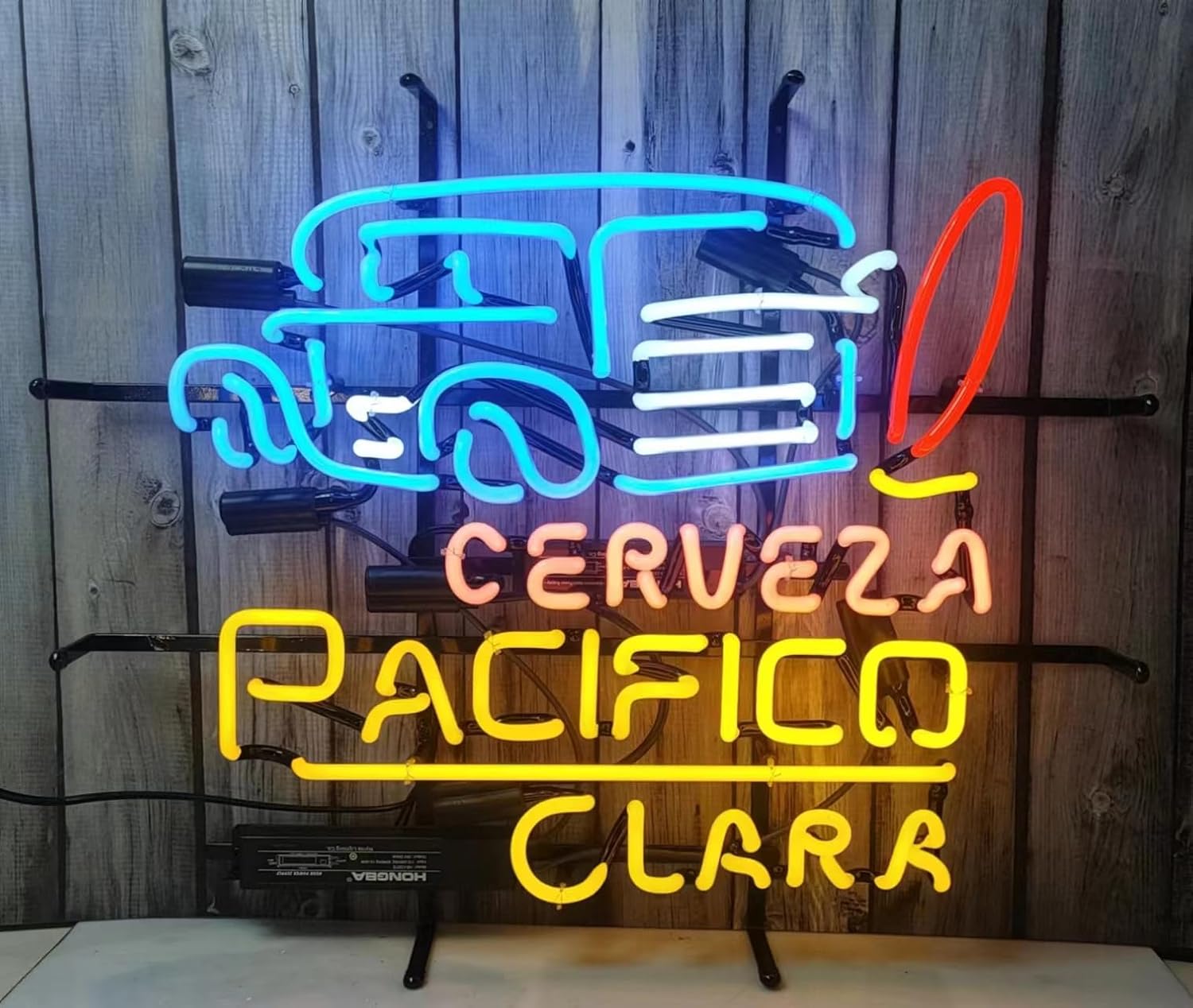 Handmade Real Glass Neon Tube Beer Pacifico Clara Cerveza Woodie Wagon Neon Signs For Home Bar Man Cave Pub Store Restaurant Wall Decor Artwork Wedding Decor Neon Birthday Party Gifts 24 X 20 Inches - Image 2