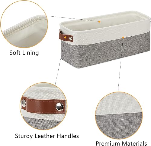 Vista 4 de DULLEMELO Canastas de almacenamiento pequeñas de 15 x 6 x 5.5 pulgadas, contenedores de almacenamiento de tela para tanque de inodoro