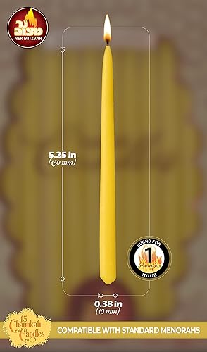 Miniatura 3 de Ner Mitzvah - Velas de cera de abeja para Jánuca - Tamaño estándar se adapta a la mayoría de menorás - Cera pura de abeja, calidad premium - 45