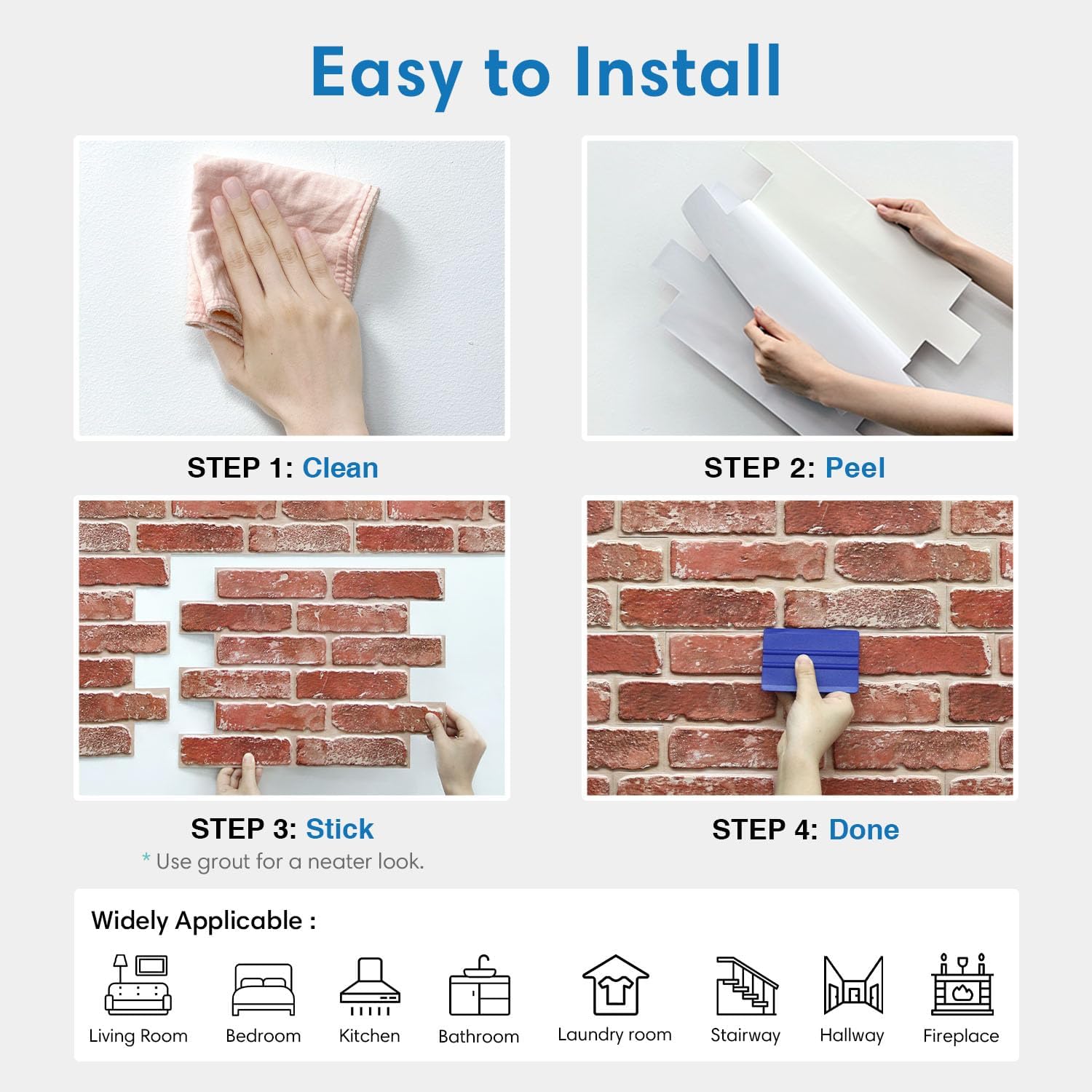 COMSTICKC 3D Faux Brick Wall Panels Peel and Stick Wall Stickers, 10 Pcs 15.7" x 11.8", Not Real Brick, Ultra-Light Thin PVC Fake Brcik Backsplsh Decorative Wall Covering for DIY, Vintage Red
