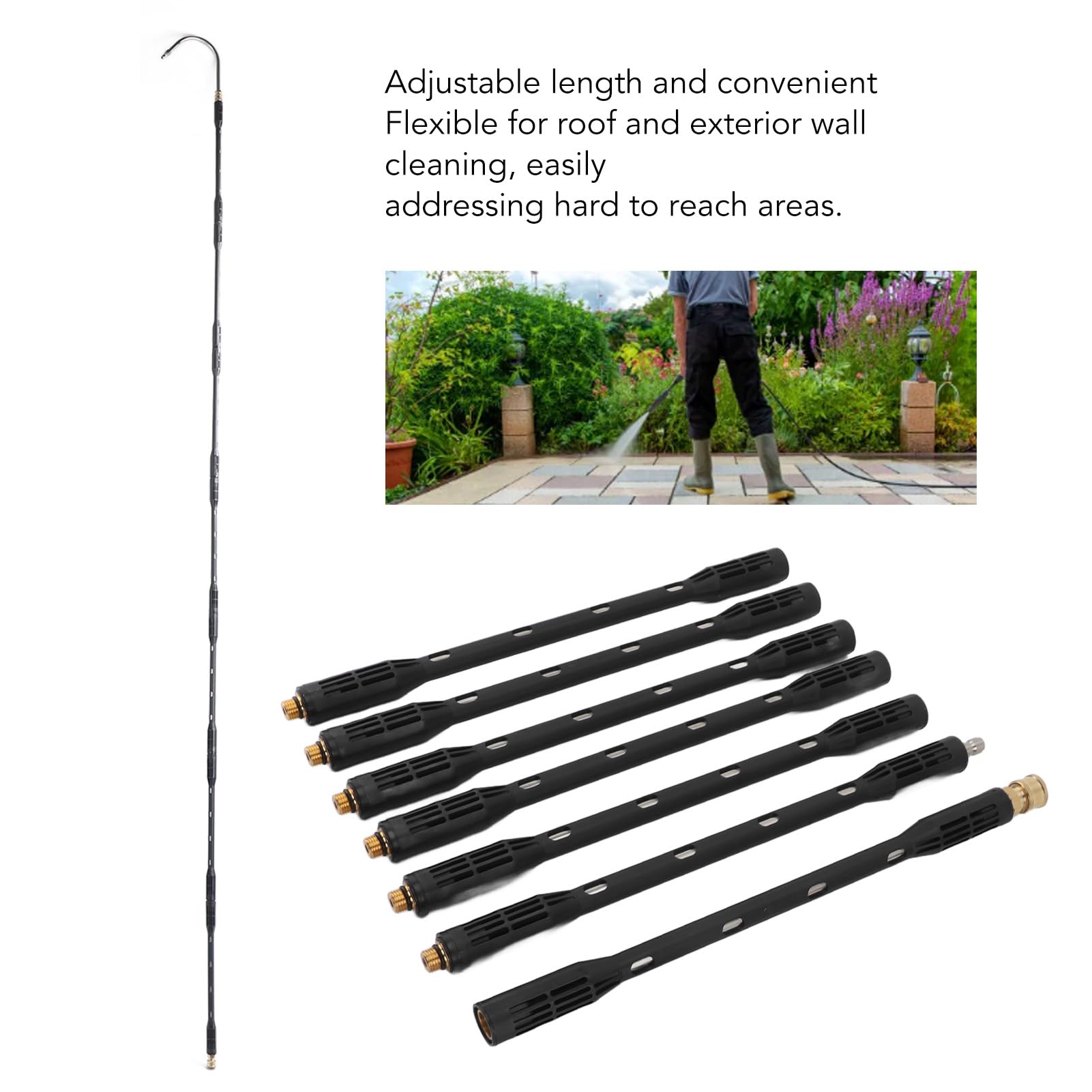 Varita de Extensión para Lavadora a Presión, Juego de Lanza de Acero Inoxidable con Longitud Ajustable, Diseño Ergonómico, para Uso Industrial