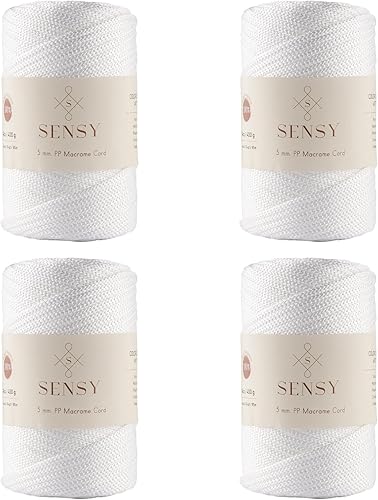 Miniatura 10 de Sensy - Cuerda de poliéster de alta calidad de 0.197in, 104 yardas, 100% polipropileno, cuerda de macramé, cuerda de ganchillo, cuerda de macramé,