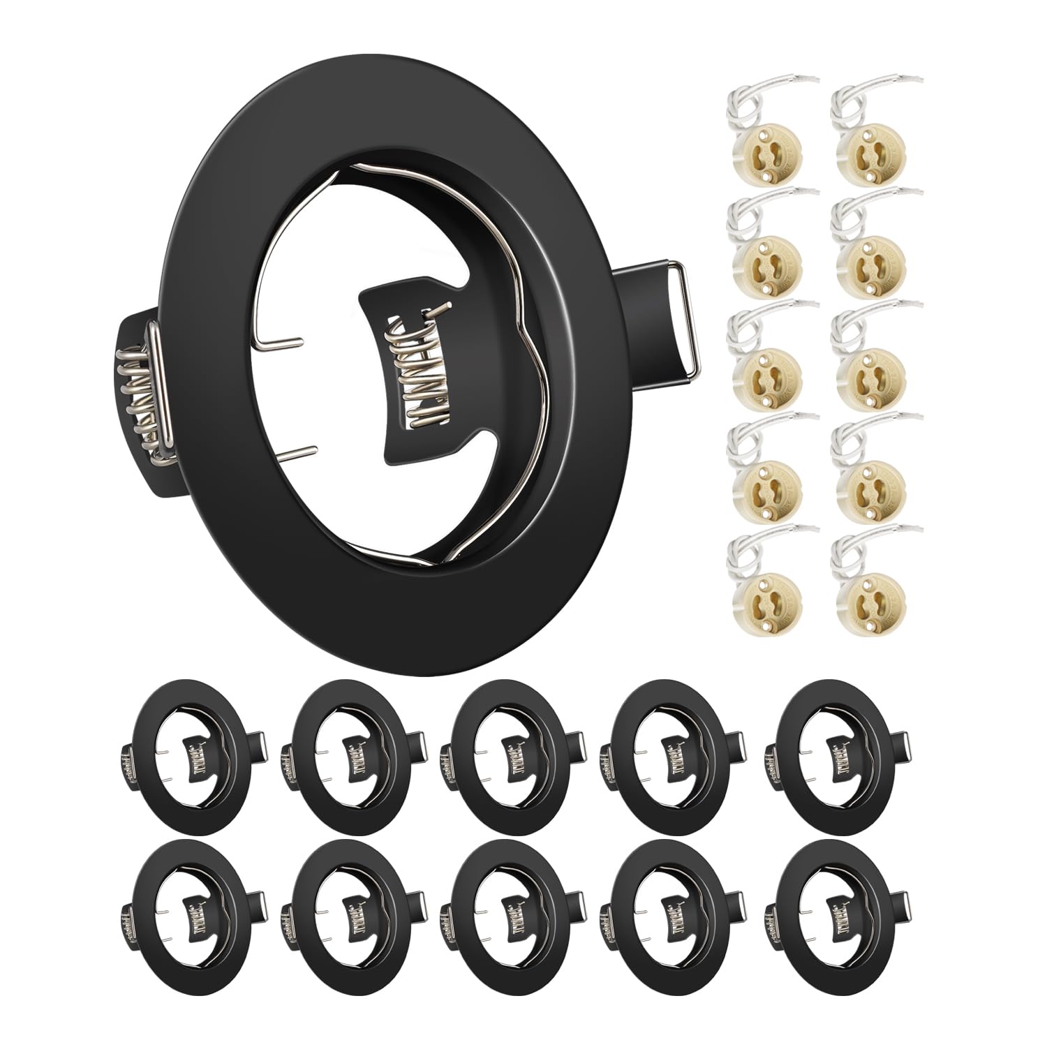 Yiahin LED Recessed Ceiling Light Mounting Frame Round Black Spotlight Fittings incl. GU10 Socket