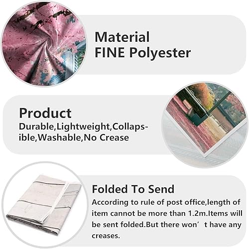 Miniatura 6 de Renaiss Telón de fondo de flores de cerezo rosa de 9 x 7 pies, tela de poliéster, cerezo japonés, paisaje, palacio, fiesta temática asiática, fondo