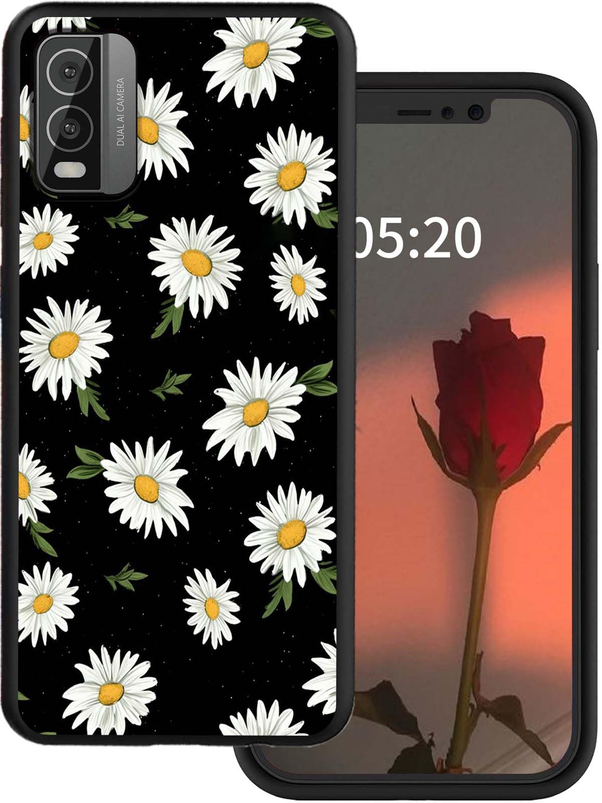 for Nokia C210 Phone Case for Nokia C210 Case 2023 Cute Flowers Stylish Pattern for Women Wen Slim Soft TPU Silicone Rubber Shock-Proof Protection