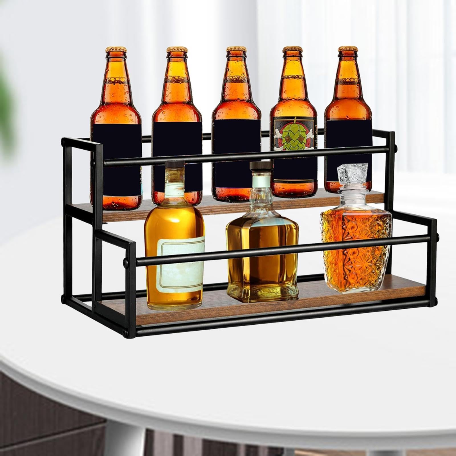 Support de Rangement pour Sirop de Café, Support à Vin, Organisateur D'épices à 2 Niveaux pour Station de Café, 43x23x21.2 Cm