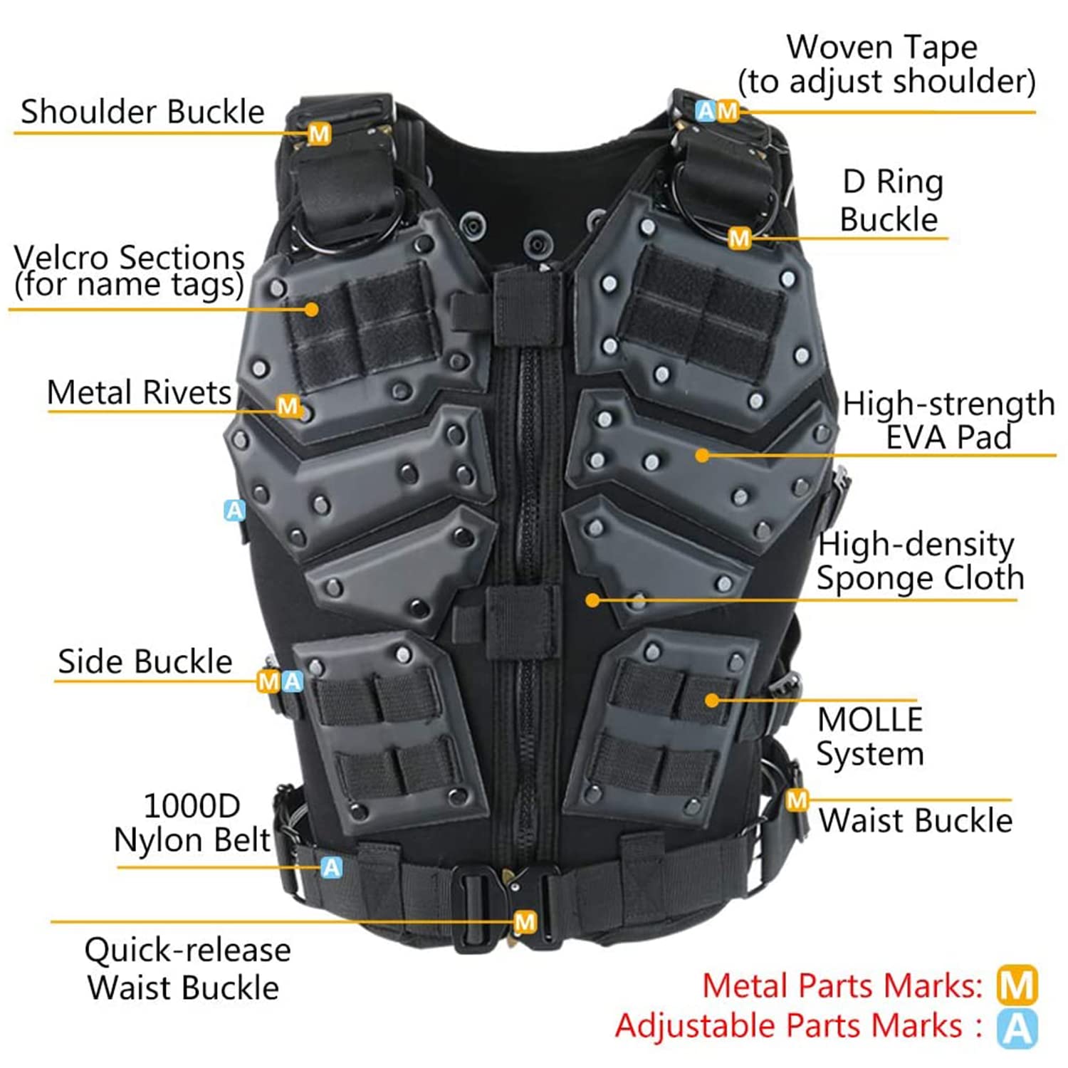 Chaleco táctico Airsoft Chalecos Molle Protector de pecho Ajustable Paintball Cosplay Traje de película CS Game Combat Militar Entrenamiento al aire libre Ajuste S-XL Tamaño Adulto Hombres Mujeres