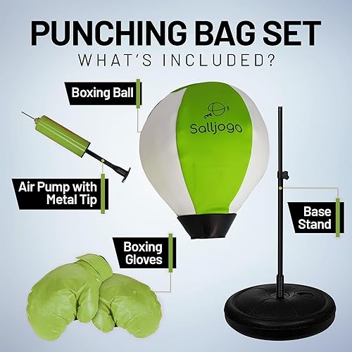 Miniatura 2 de Saco de boxeo para niños - Bola de boxeo ajustable con soporte Guantes de entrenamiento de boxeo y bomba de mano Saco de boxeo ajustable para niños,