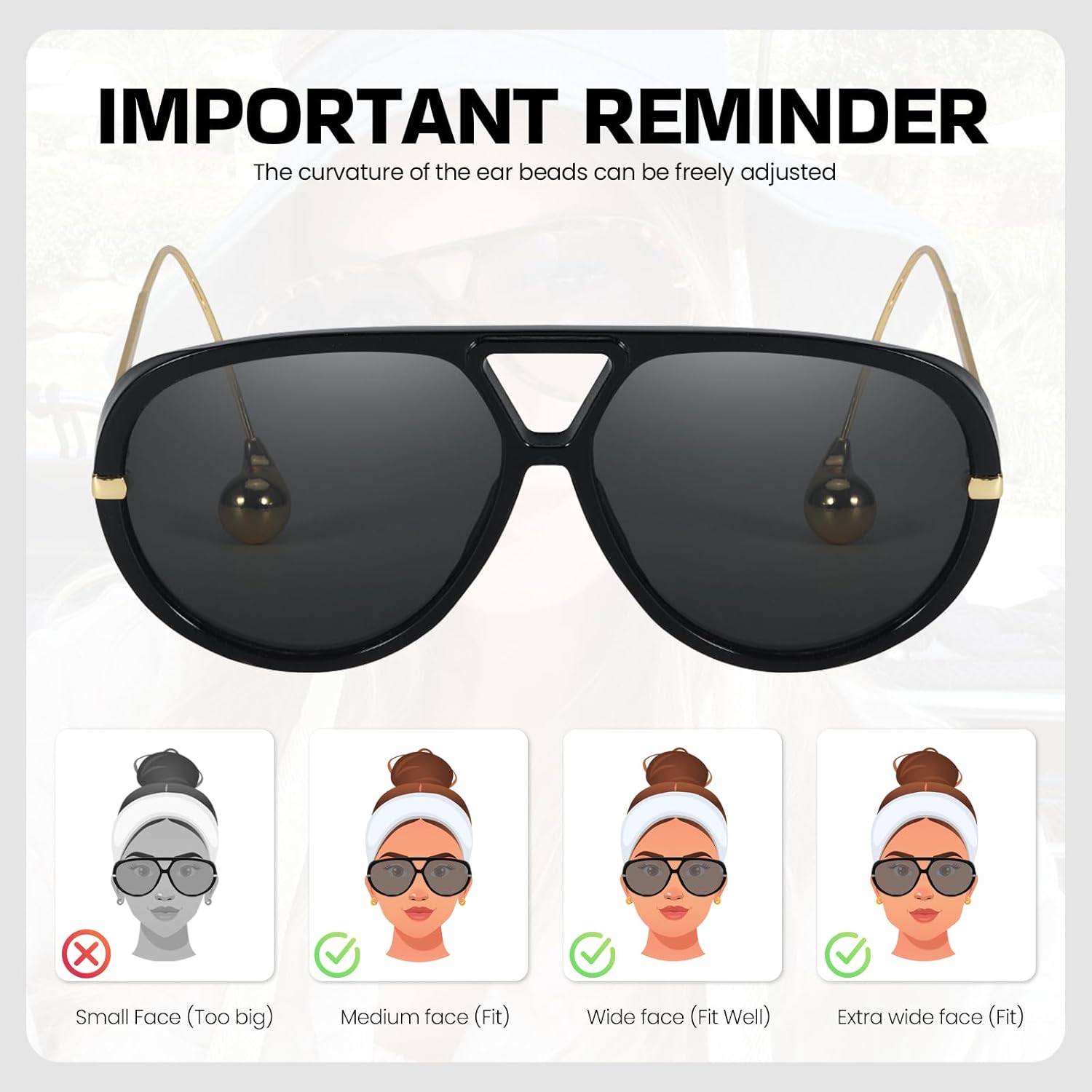 Oversized Aviator Sunglasses with Earring for Women Large Big UV400 Protection Designer 2025 Ladies Shades - Image 4