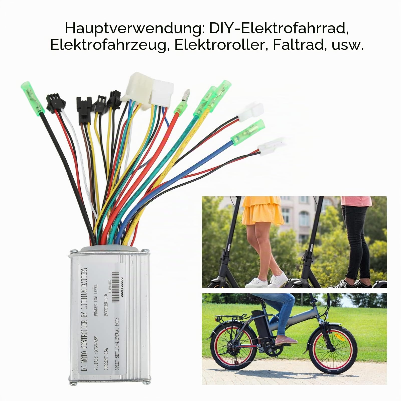 E-Bike Brushless Motor Controller Kit, DC 36V 48V 250W 350W 15A Sinuswellen Controller S900 LCD Anzeigefeld 130X Daumengas 8C Power Assist Sensor Kit für Elektrofahrrad Elektroroller