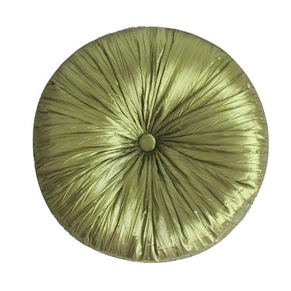 SUOLANDUO Faux Silk Pleat Round Cushion 15.7" Dia With 100% Polyester Filling - Green
