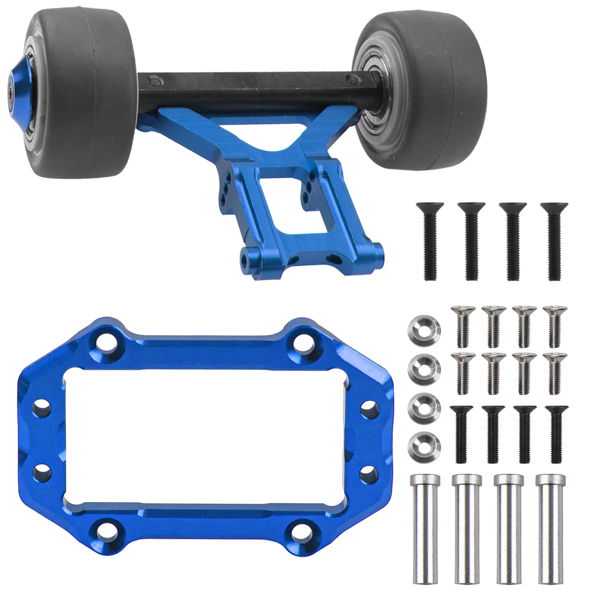 RC Wheelie Bar Set Front Stand Up Wheel Upgrades Part & Metal Steering Servo Mount Set