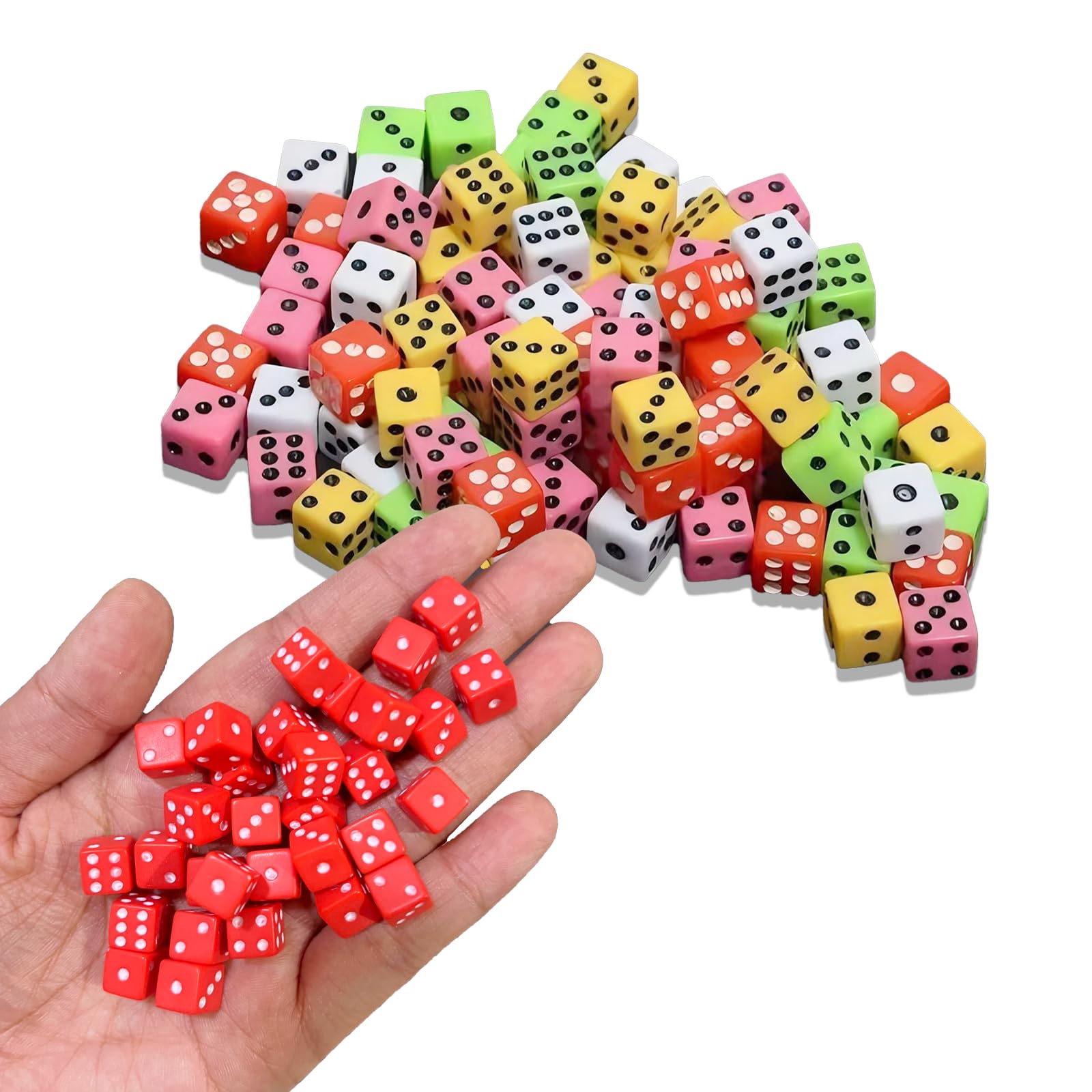 500 Pcs 8mm Acrylic Dice Set - Multi-Color Small 6 Sided Dice for Classroom Maths Teaching, Board Games & Party Favours
