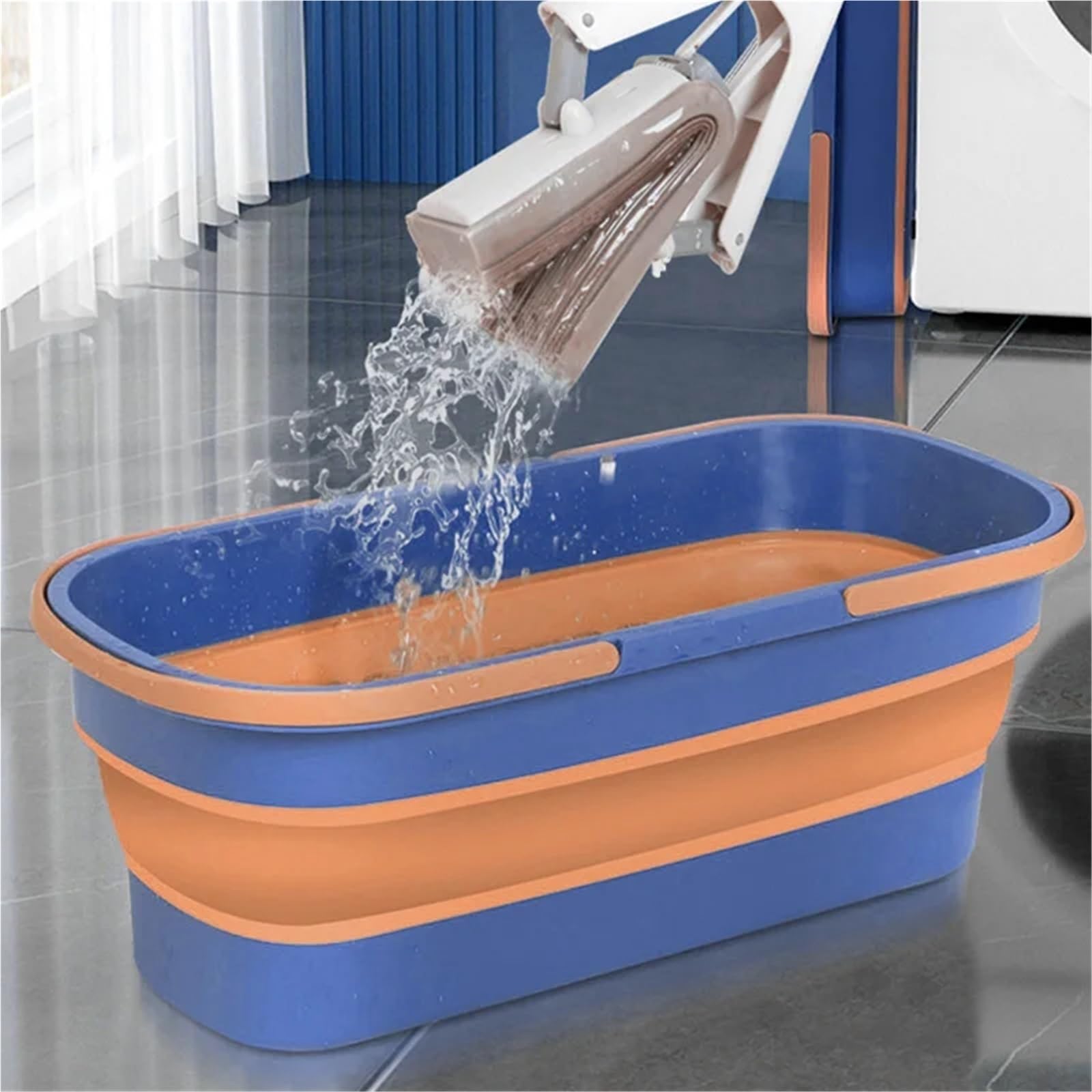 Seau Pliant Portable Seau de vadrouille Pliable en Silicone Lavage Voiture Camp pêche Nettoyage ménager Accessoire Salle Bain pour Les Voyages La Randonnée
