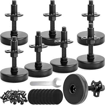 Upgraded Heavy Duty Leveling Feet 3/8"-16 Thread w/T-nut Kits,2.2" Dia Large Base Furniture Levelers,Adjustable Furniture Feet for Table Chair Cabinet Sofa Workbench and More,Support 3360LBs-8 Packs