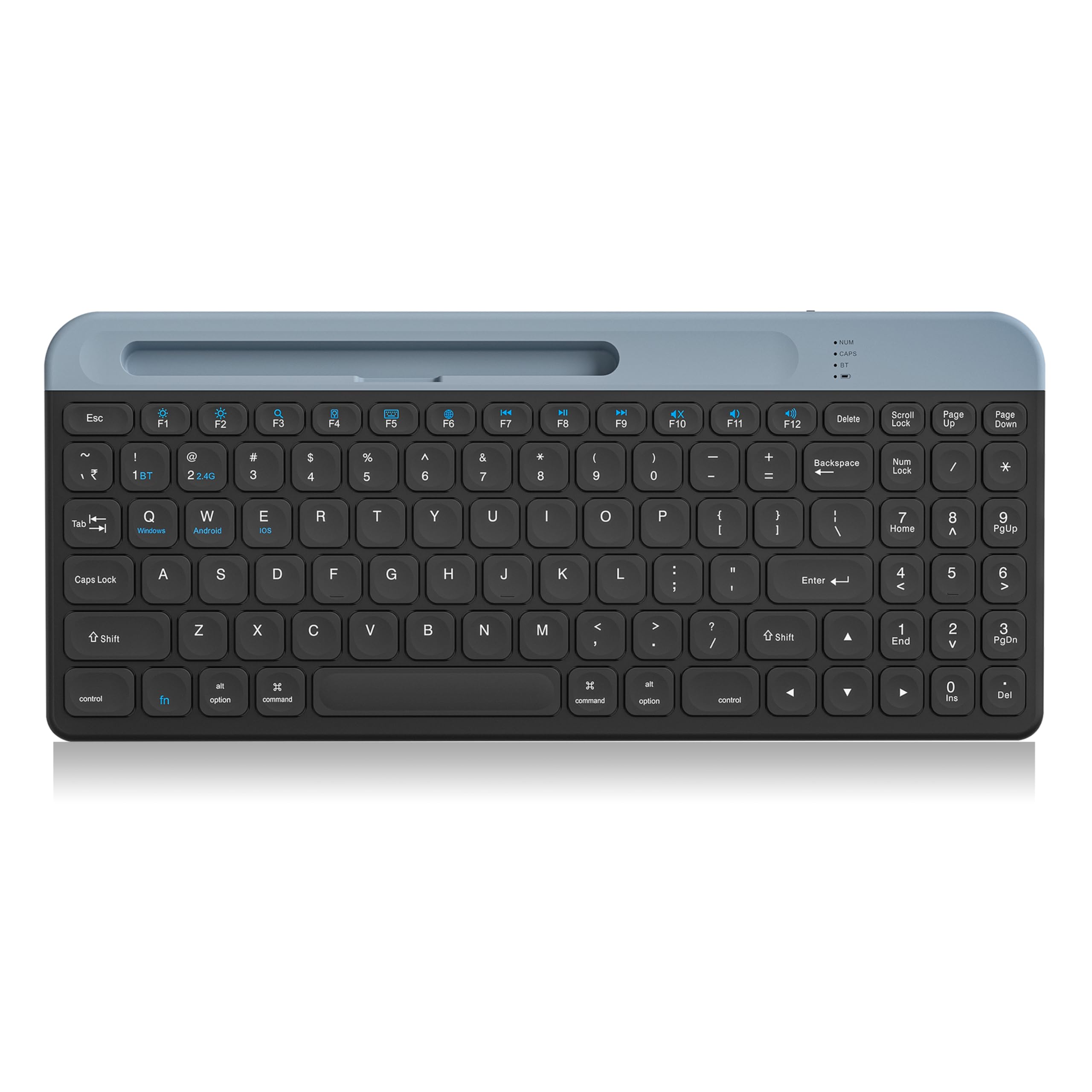 Ant Master 55 Dual Mode Wireless Keyboard with Bluetooth & 2.4GHz, 96-Key Compact Layout, Rechargeable Battery, Water Resistant Membrane Keys, Compatible with Windows, Mac, Android & iOS – Black-picture-15