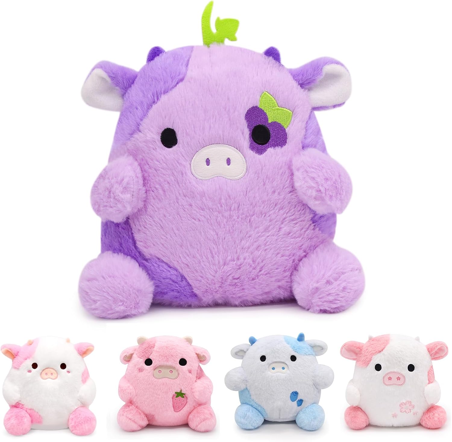 Cow Plush Cow Stuffed Animals Pillow, Purple Plush Soft Cow Pillows, Kawaii Purple Plushie Toy for Kids Girls Boys Birthday Gift Home Decoration