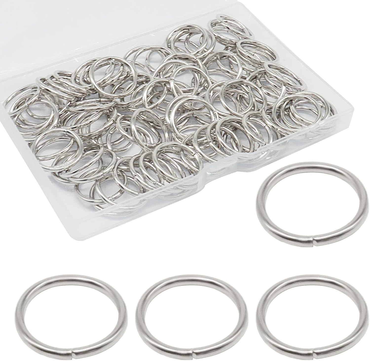100 Pcs Open Jump Rings, White, 20mm O Rings
