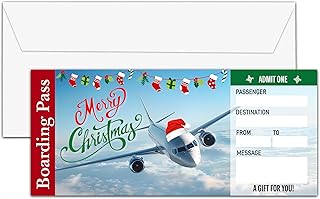Christmas Boarding Pass Gift Ticket, Cruise Surprise Trip Reveal Ideas, Merry Christmas Birthday Anniversary Valentine's Gifts, Fake Plane Tickets, 1 Pc (B02)