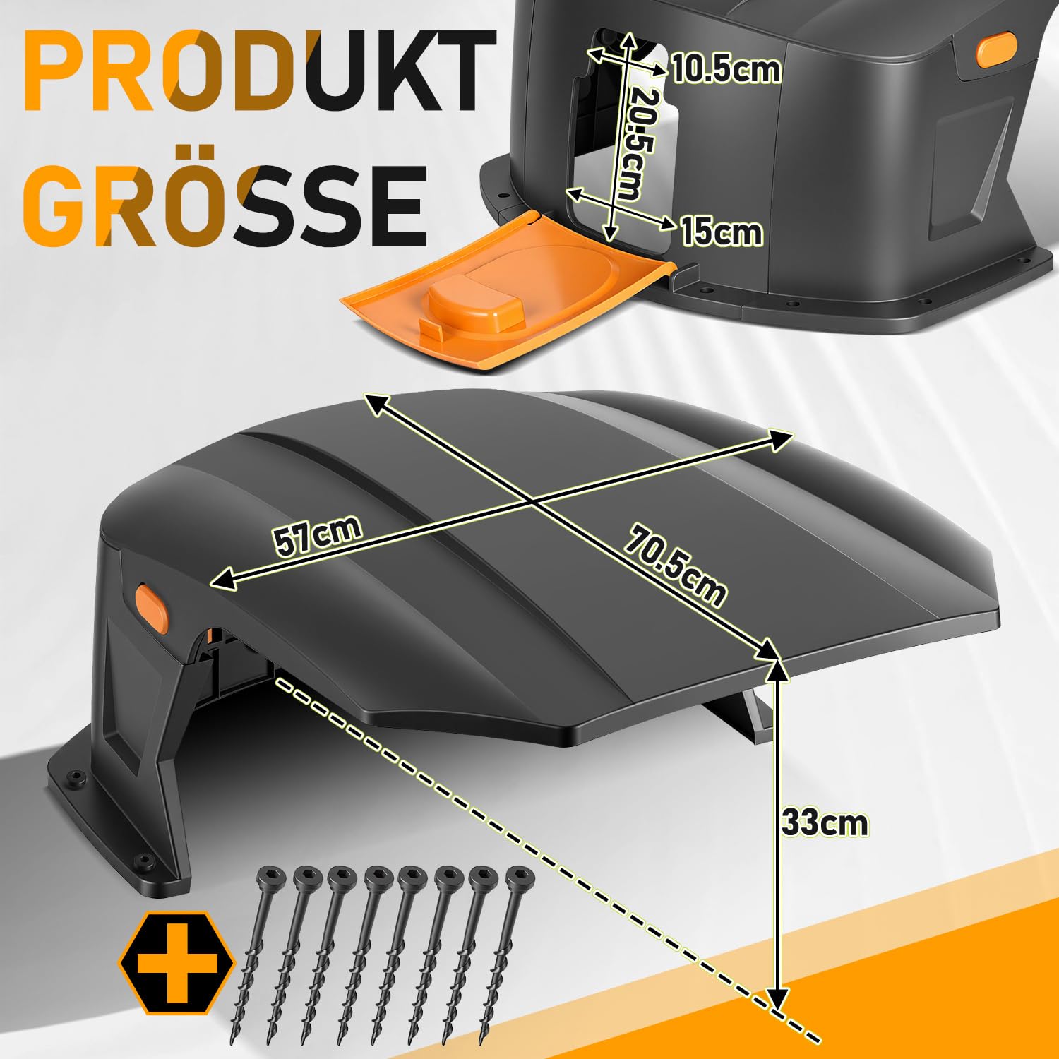 Mähroboter Garage mit Klappdach, Garage für Mähroboter mit Serviceklappe,Rasenroboter Garage wetterfest,UV- & Regenschutz,Ohne Signalstörung,70.5x57x33cm