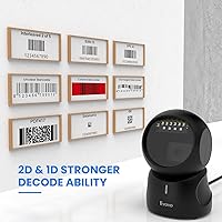 Vista 3 de Eyoyo Escáner de código de barras, QR 2D manos libres omnidireccional, detección automática, escáner de código de barras USB, lector de código