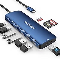 Vista 13 de Hub USB C, Acodot Adaptador USB C de 9 en 1 a HDMI 4K@60HZ multipuerto, 3 puertos USB 3.0, lector de tarjetas SD/TF, 100W PD, diseñado para MacBook
