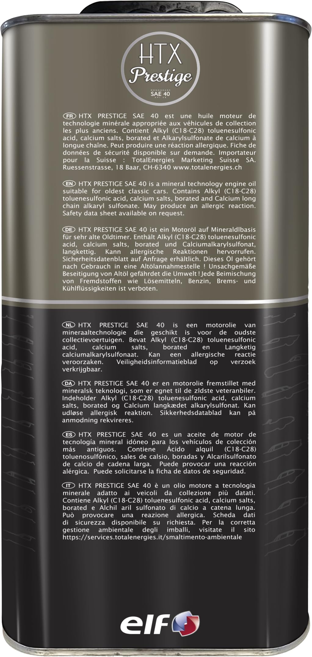 ELF HTX PRESTIGE SAE 40, Huile moteur, 5 litres