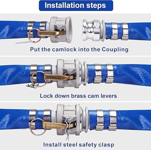 Miniatura 25 de Lay-Flat Manguera de retrolavado para piscina, manguera de descarga reforzada de PVC resistente a la intemperie, manguera de drenaje de piscina