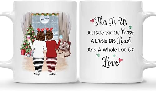 Miniatura 17 de Gossby Taza de café de Navidad personalizada para amigas, regalos de amistad personalizados para mujeres con diseño, nombre, regalo de mujer para 3