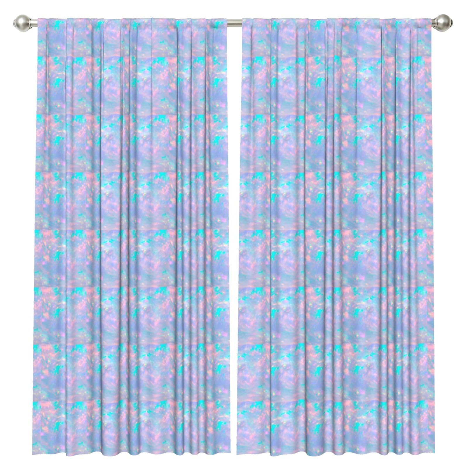 InOmak Pink Glitters, 2 Panels Window Curtains 52 x 84 Inch Blackout Curtains for Living Room Bedroom