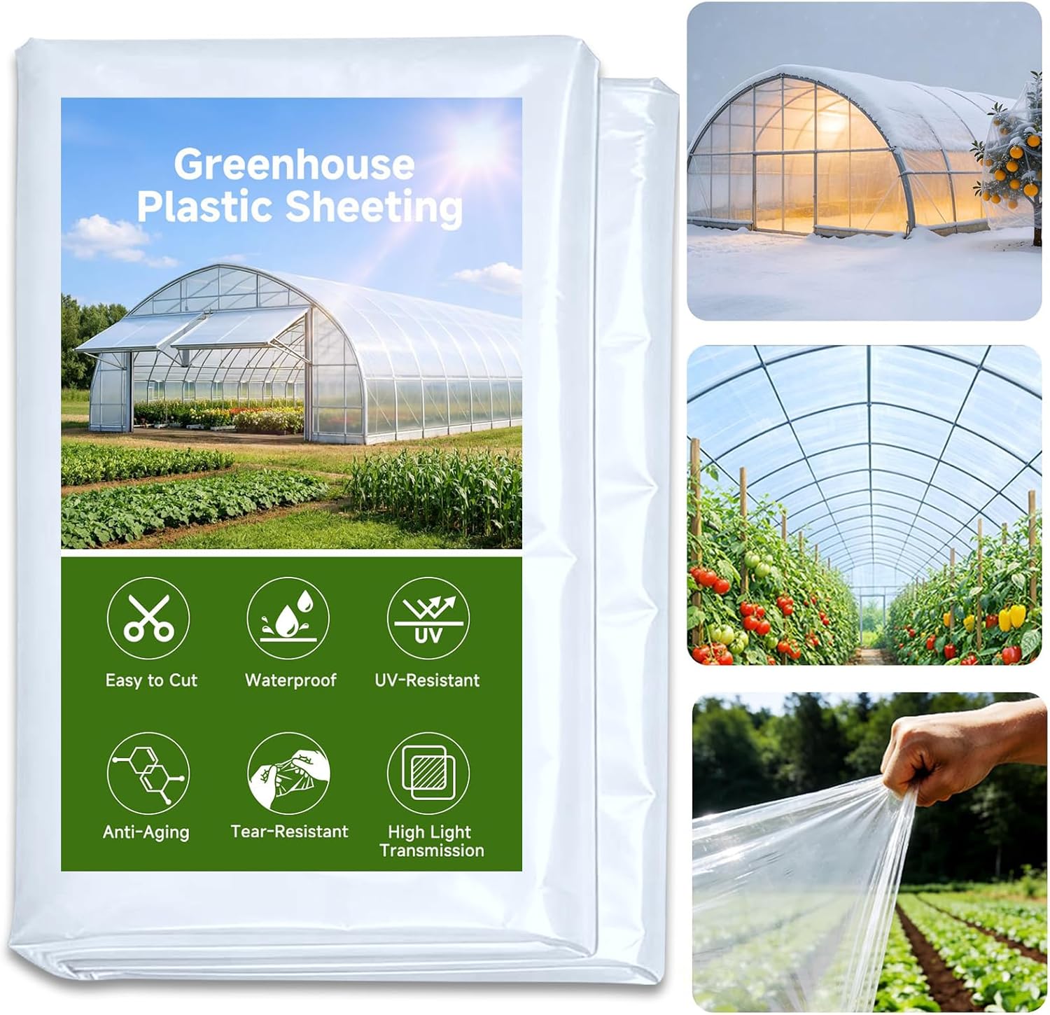 10x26 ft Greenhouse Plastic Sheeting – Clear Heavy Duty Polyethylene Film – UV Resistant Grow Tunnel Cover for Frost Protection, Hoop Houses & Cold Frames – Agriculture Grade