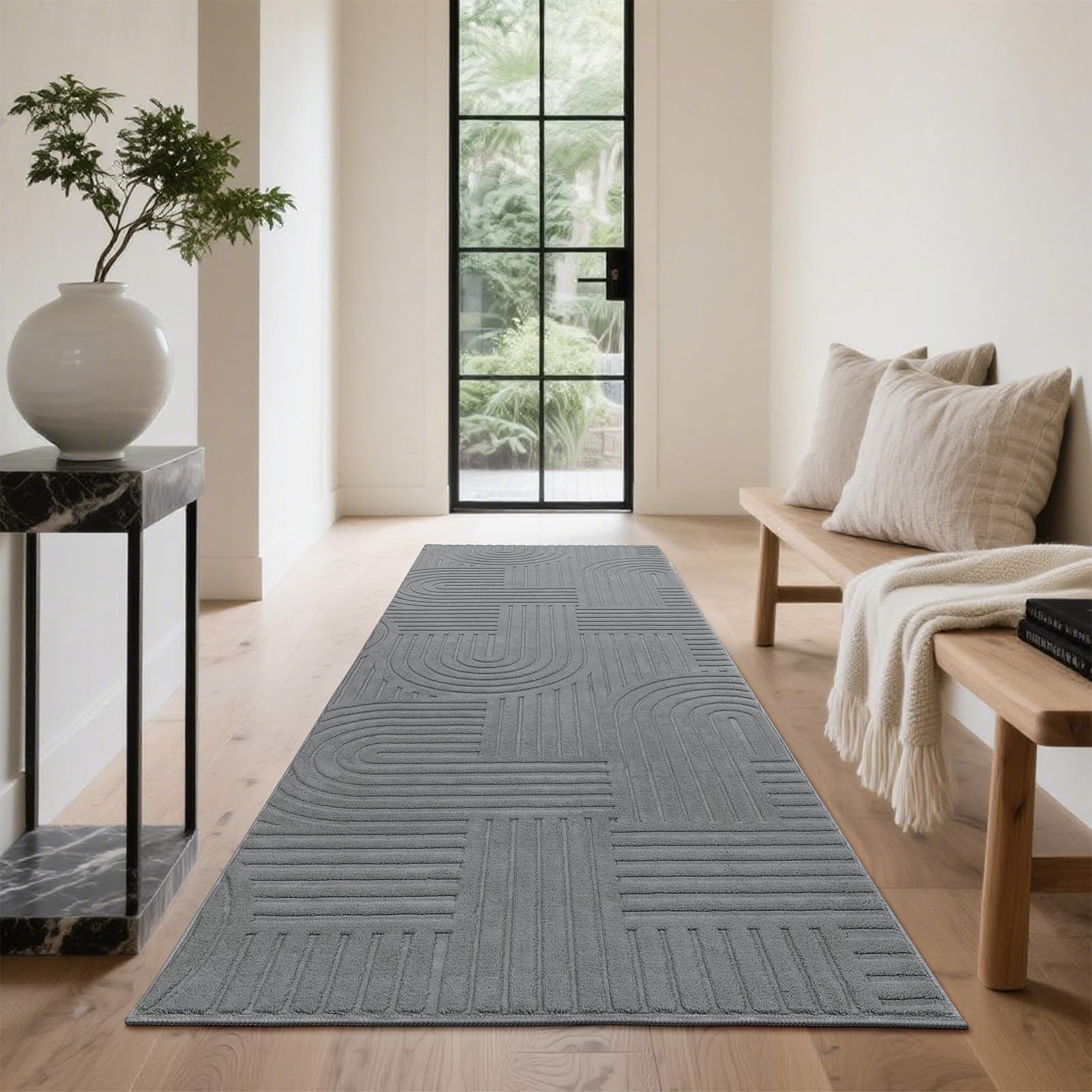 Enyhom Tappeto Corridoio Lungo 80 x 300 cm, Super Assorbente Tappeto Cucina Antiscivolo Lavabile in Lavatrice Passatoia Cucina, Moderno Soffice Tappeto Lungo per Corridoio, Ingresso, Lavanderia