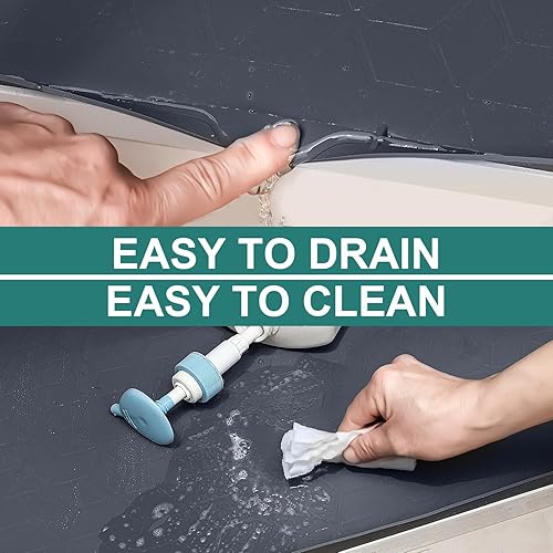 Miniatura 3 de CANIVI Tapete para debajo del fregadero, 34 x 22 pulgadas, bandeja de silicona impermeable debajo del fregadero para armarios de cocina y